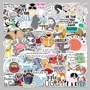 Animal Quotes Series Sticker, Cute Cartoon Sticker, Decorative Sticker for Scrapbook, Diary, Notebook, Water Bottle, Car, Sticker For Cars, Car Stickers, Car Decal, Sticker Decals, Bumper Sticker