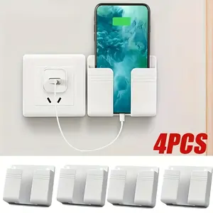 4-Piece Set Multifunctional Wall-Mounted Phone Holder with Adhesive and Remote Control Holder - Ideal for Home and Office Use, Phone Stand