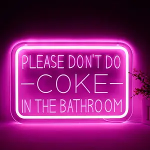 USB Powered LED Neon Wall Decor, Party Decoration Light, Bathroom Signage Decor, No Bath Neon Lamp Warning