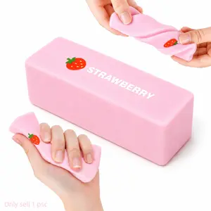 Strawberry Bar Squishy,Slow Rising Strawberry Squeeze Toy,Soft Pink Squishy Stick Sensory Stress Relief Toy for Adult,Anxiety Relief Fingertip Fidget Toy,Classroom Reward Party Favor Gift