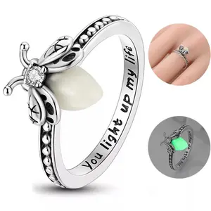 Luminous Firefly Original Finger Ring CZ Women Jewelry 925 Silver Plated with Elegant Design