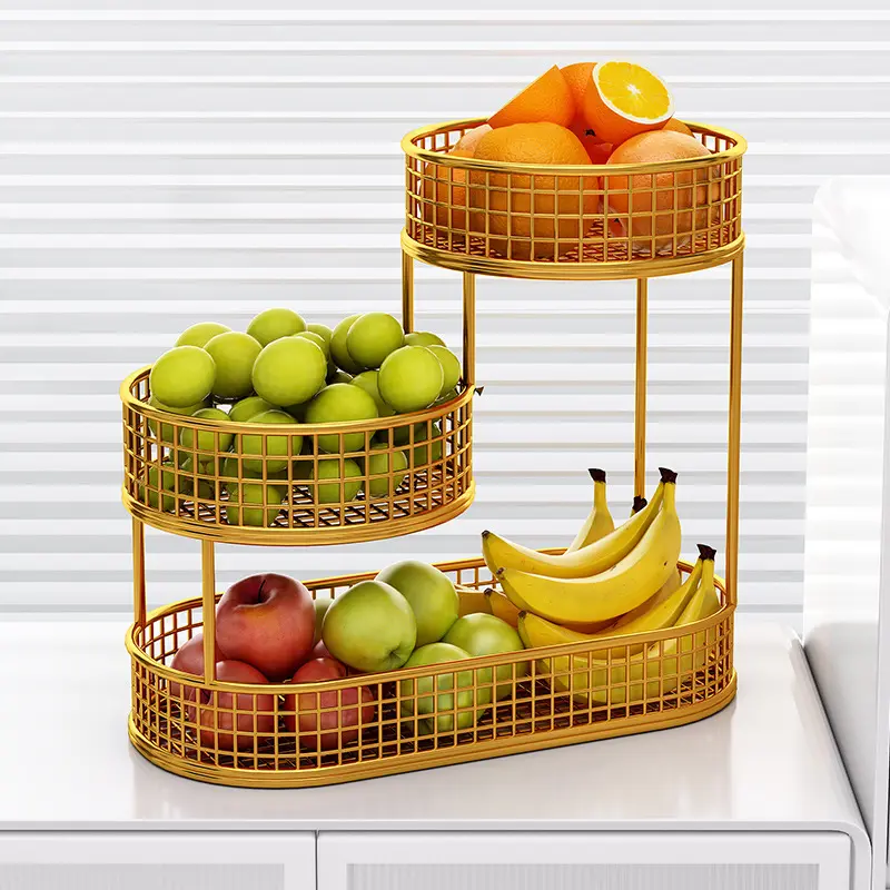 Light Luxury Multi-Layer Fruit Organiser - Home Storage Basket for Living Room, Tea Room Display of Fruits and Snacks