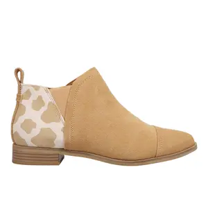 TOMS Womens Reese Cow Print Pull On Casual Boots Ankle Low Heel 1-2" - Brown