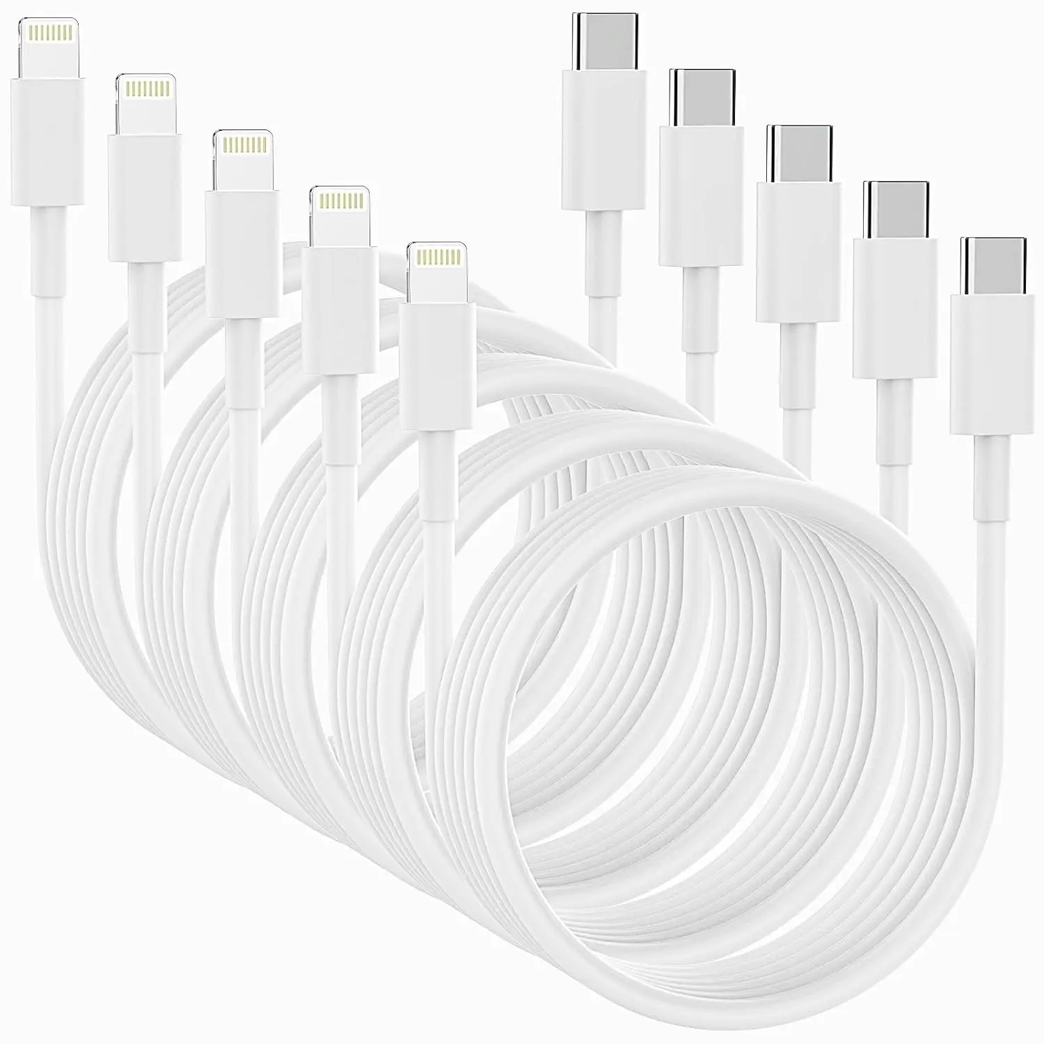 5Pack 6FT MFi Certified Lightning Charging Cable, Type C to Lightning Fast Charge Cord for iPhone 8/9/10/11/12/13/14 Series