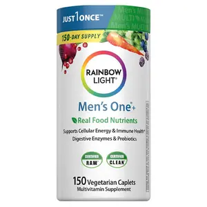 NEW !!! Rainbow Light Men’s Multivitamin – With Ashwagandha, Lycopene & Probiotics – Real Food Nutrients – 150 Vegetarian Caplets