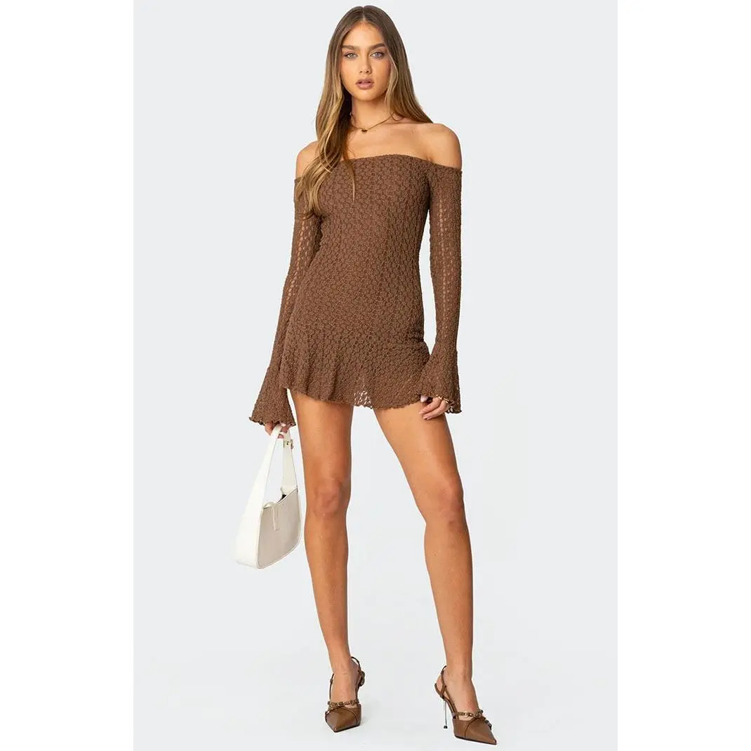 Edikted Women's Mya Off Shoulder Textured Mini Dress