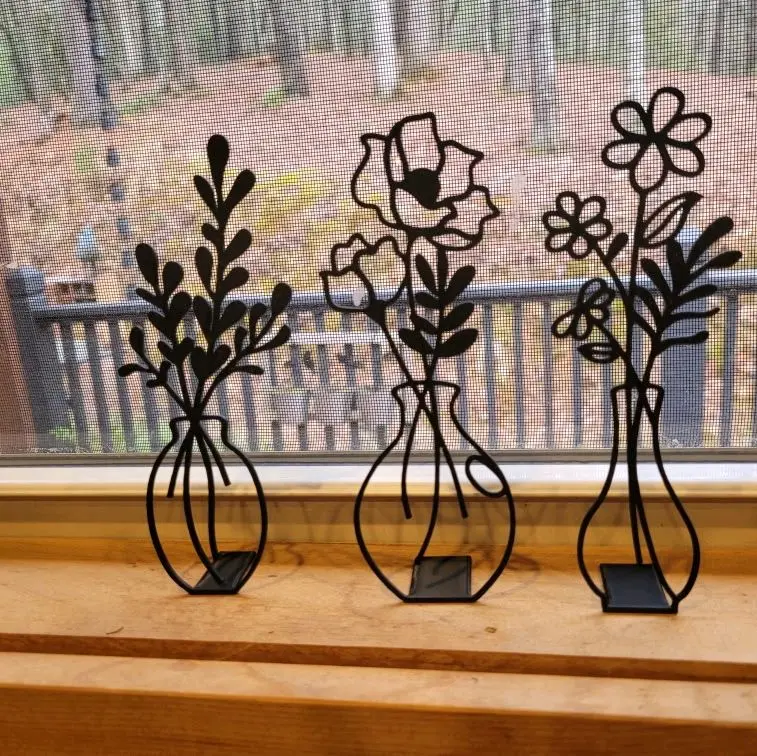 Silhouette Flower Vases set of 3 decorations Kitchen bedroom  home decor Art room accessories Mothers Day