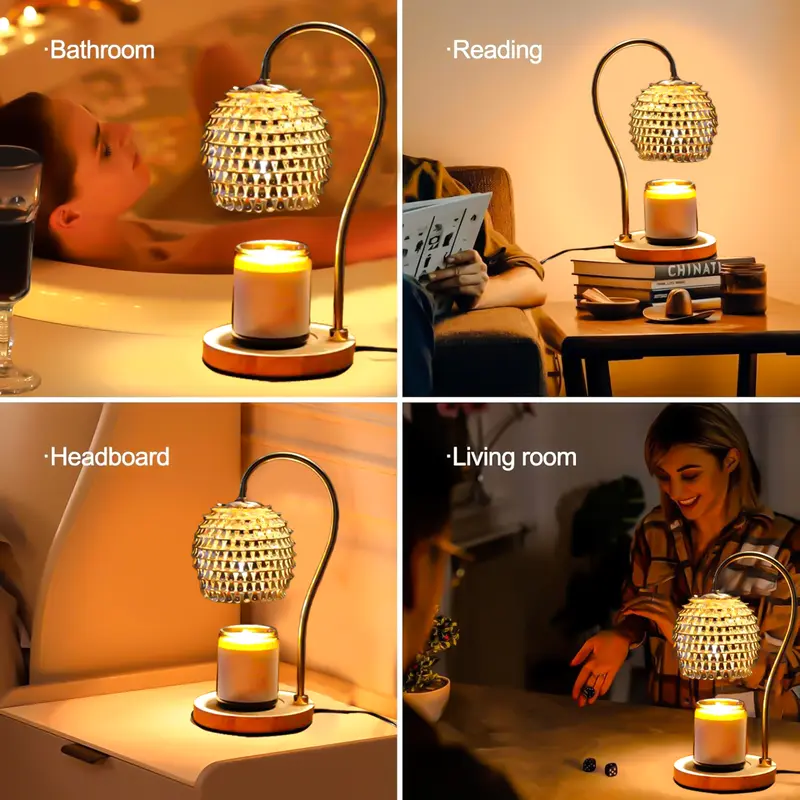 Product Introduction of Candle Heat Lamp with Timer, Wax Melt Heater Electric Candle Heat Lamp, Home Decor Cozy Home Warming Gift, Gold 9