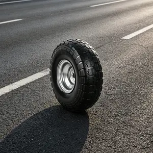10 Inch Handcart Wheel, 4.10/3.50 Puncture-Proof Solid Rubber Tire, Replacement Solid Wheel with 16mm Bore Axle Hole, Hardware Accessories, No Inflation Needed, All-Terrain Use, Explosion-Proof Flat-Free Tire, Suitable for Camping Wagon