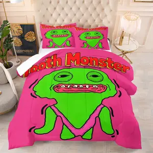 Teeth Monster Pattern Comforter Set, Soft And Comfortable Bedding Set, Including 1 Comforter And 1 Or 2 Pillowcases Without Pillow Core, Suitable For Bedrooms, Dormitories, And Guest Room Decoration Supplies For Teenagers And Adults
