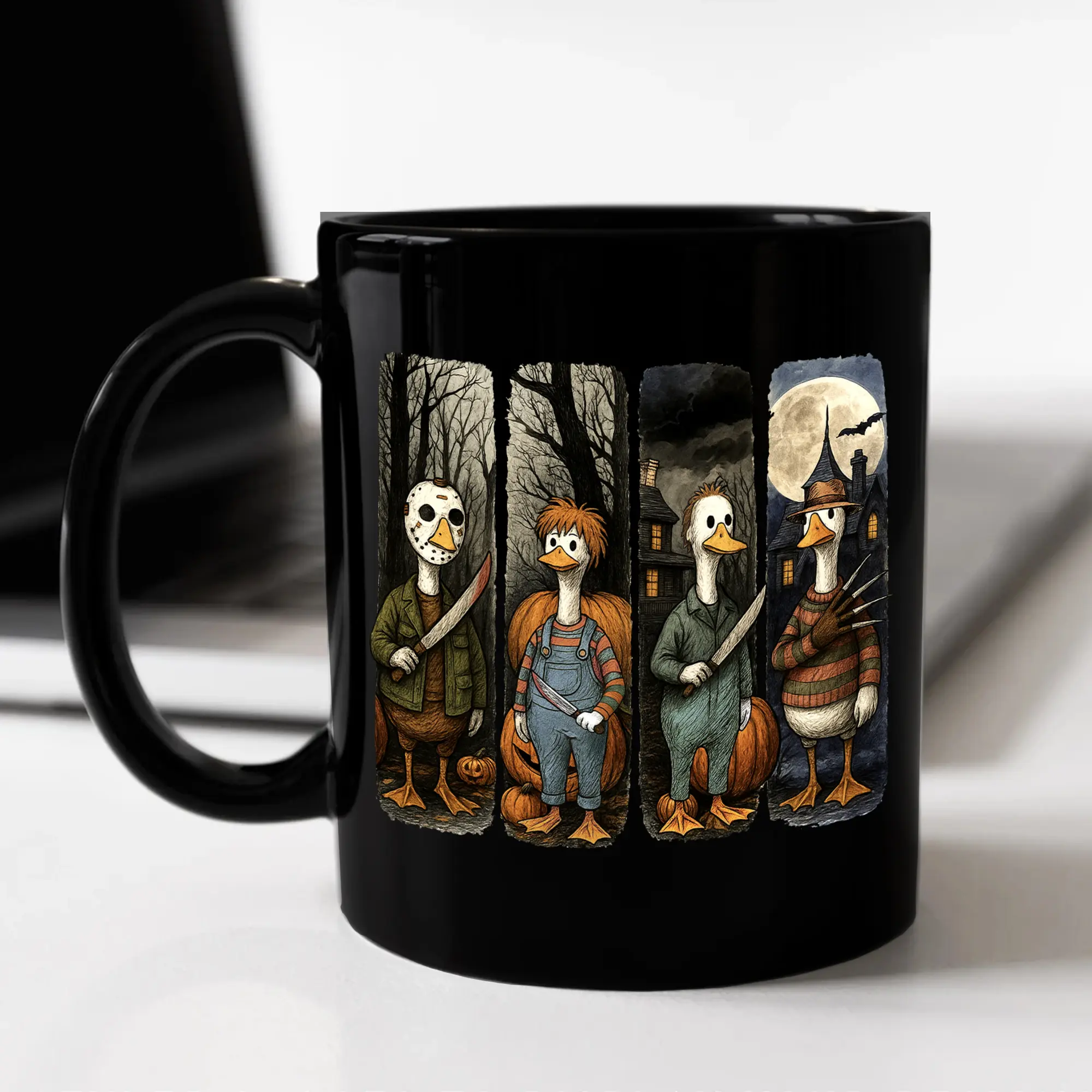 CupiCo Funny Halloween Goose Ceramic Mug, Horror Goose Coffee Mug, Just a Spooky Goose Tea Cup, Horror Movies Lover Mugs, Spooky Season Drinkware