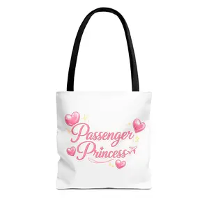 Passenger Princess Tote Bag | Pink Hearts Airplane Travel Design