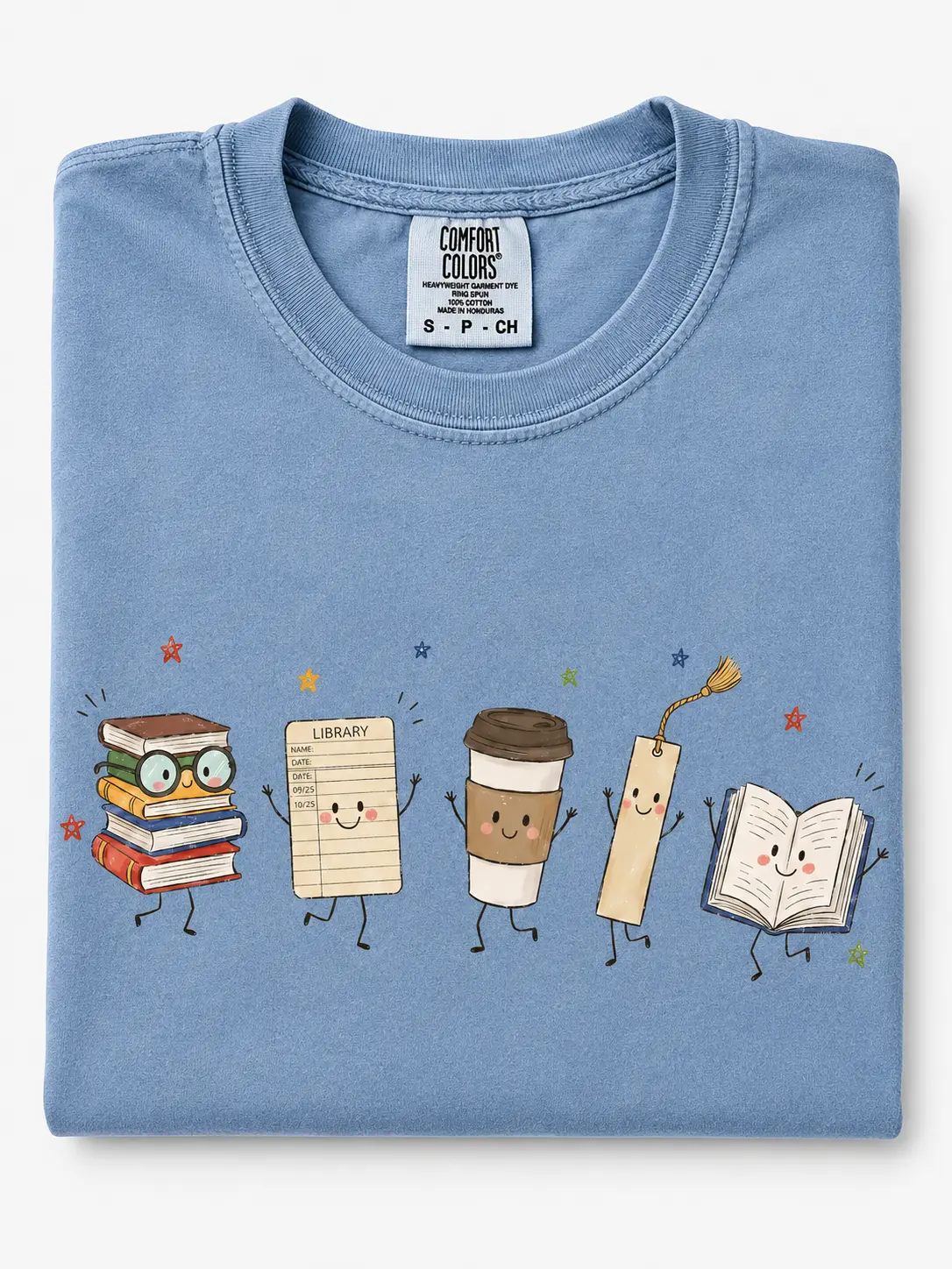 Library Crew Shirt, Librarian Doodle Graphic Tee, Comfort Colors Book Lover T-Shirt, School Librarian Gift