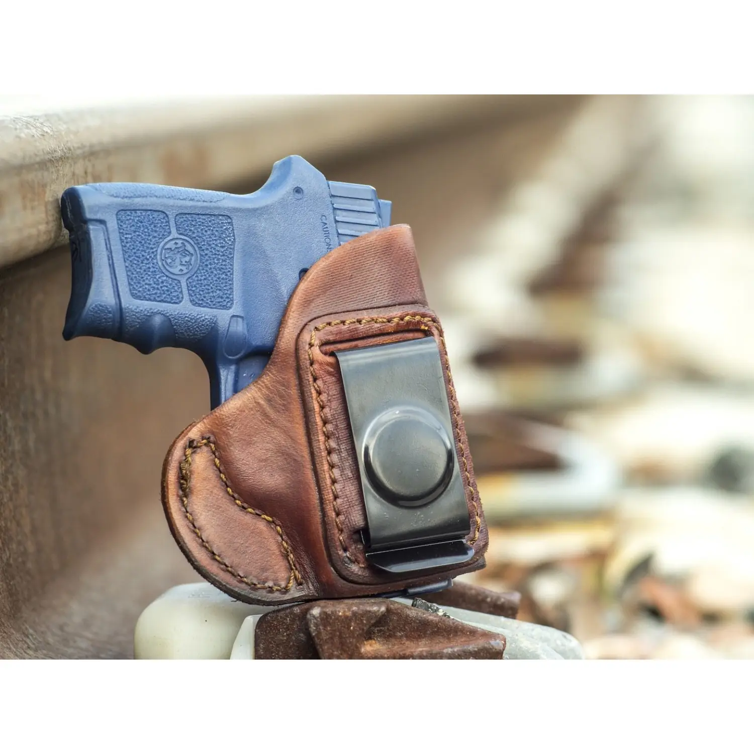 OUTBAGS USA LS4 Full Grain Leather IWB Holster for Kahr P380 with Crimson Trace Laser - Concealed Carry Gun Holster Handcrafted in USA