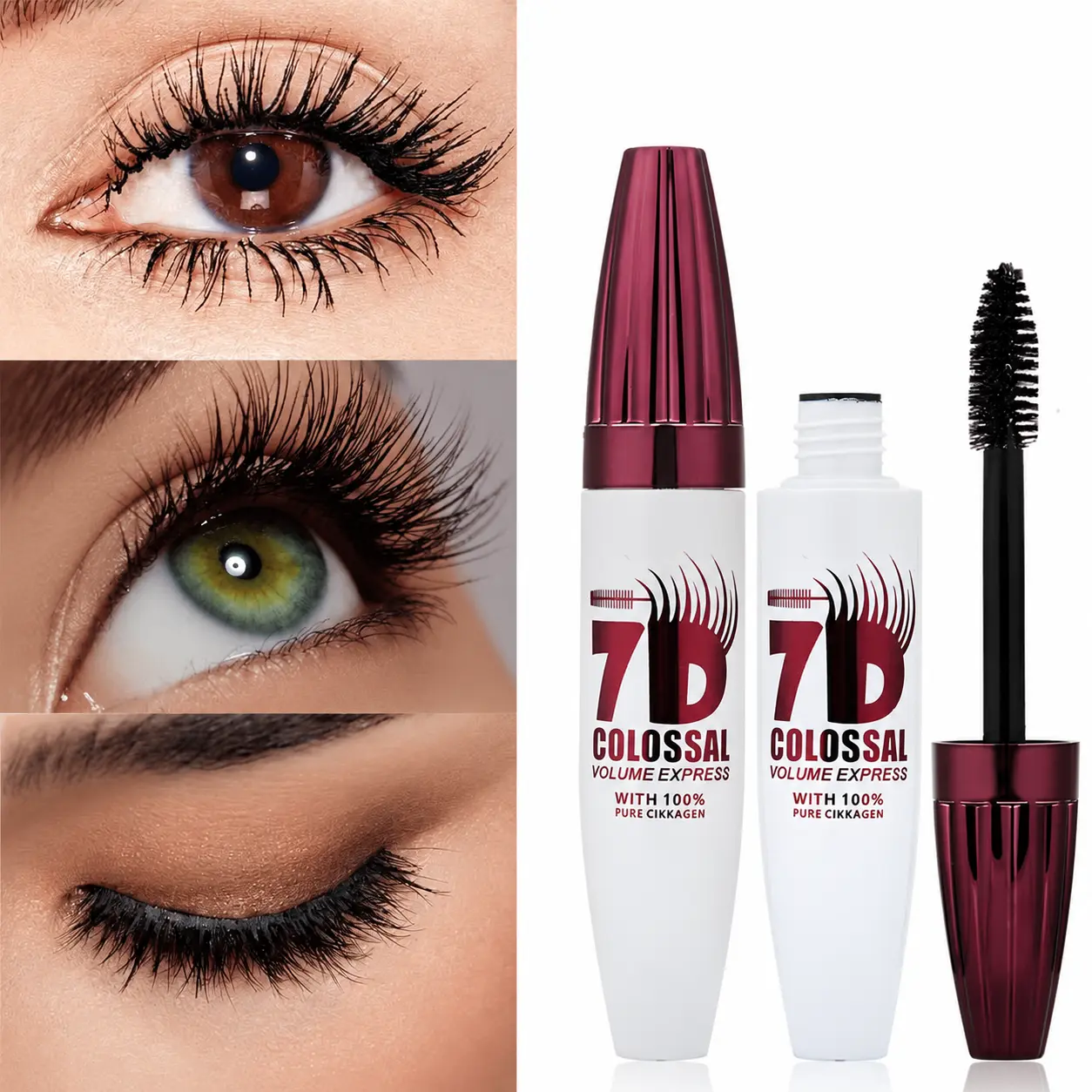 7D Waterproof Volume Beauty Mascara, Volumizing, Lash-Lengthening & Curling Makeup, Waterproof and Sweat-Proof, Smudge-Proof Formula for Natural Lashes, Suitable for Women and Girls