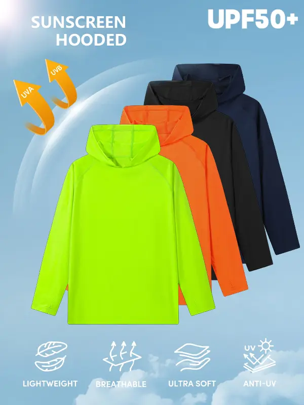 Hooded UPF 50 Long-Sleeve T-Shirt - Men's UV Protection Hoodie, Lightweight, Breathable, Sweat-Wicking, Fishing Hoodie, Casual Breathable Quick-Dry UV-Protective Long T-Shirt, Quick-Dry Sportswear, Men's High-End Outdoor Gear, Breathable Sports Apparel