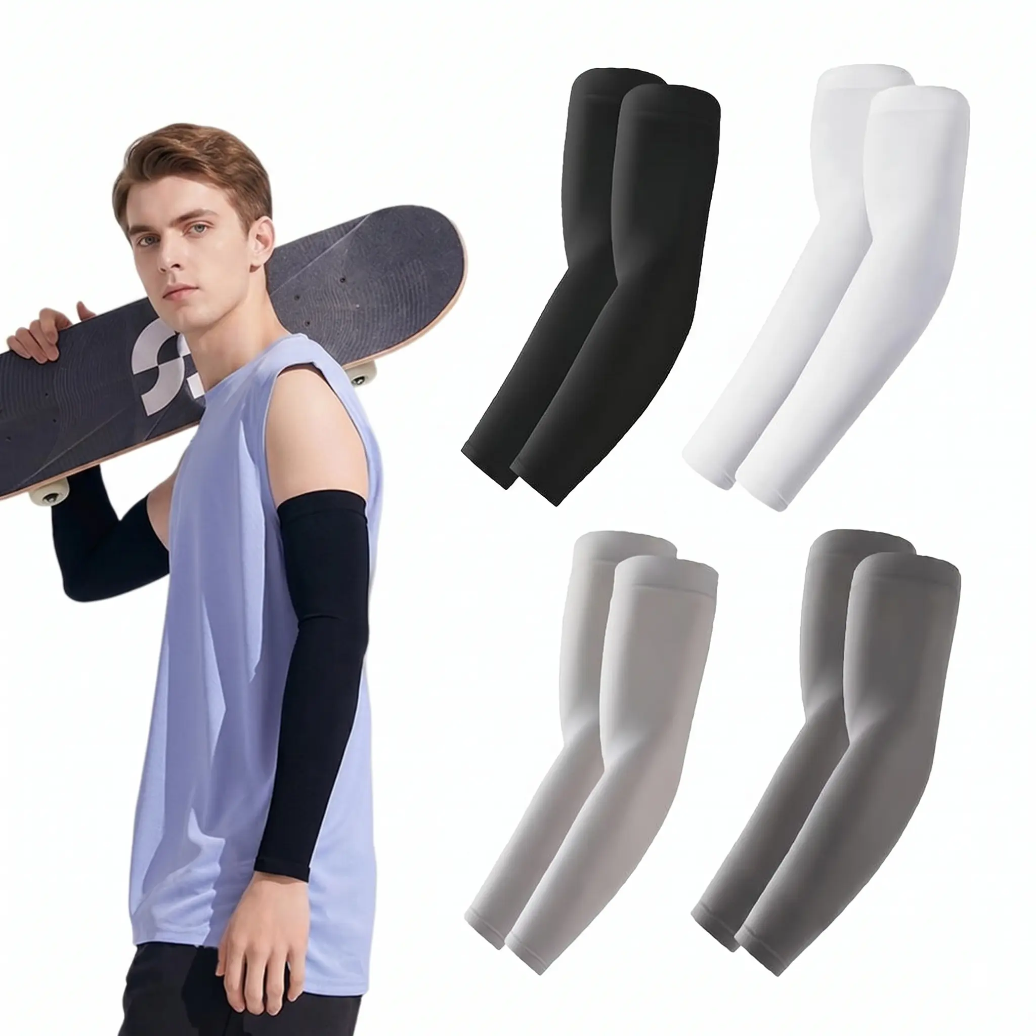 Unisex Cooling Arm Sleeves with UPF 50+ Sun Protection, Seamless Nylon Spandex Compression for Sports, Driving & Tattoo Cover Up, Cooling Arm Covers, Protective Arm Sleeves