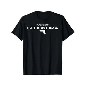 Trendy T - Shirt with a Unique Twist: 'Glockoma' Wordplay and Gun Motif for a Stand - out, Humorous Look