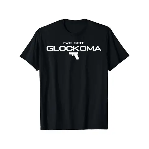 Men's 100% Cotton Fashion Graphic Vintage Tees - Crew Neck, Short Sleeve, Classic Streetwear 'Glockoma' Print, Unisex All Seasons Menswear Basic Top for Club Wear