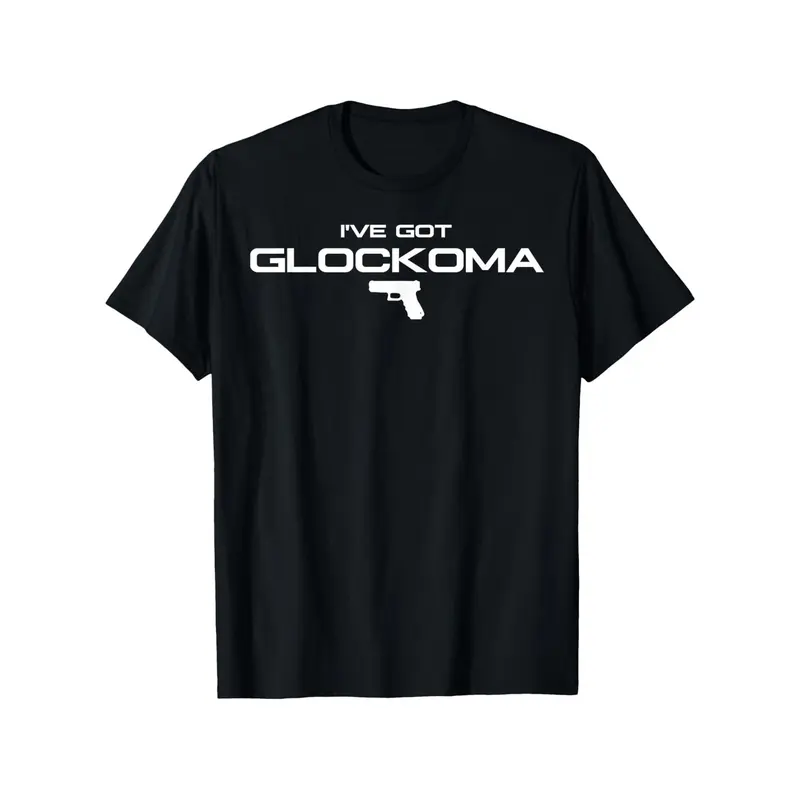 Men's 100% Cotton Fashion Graphic Vintage Tees - Crew Neck, Short Sleeve, Classic Streetwear 'Glockoma' Print, Unisex All Seasons Menswear Basic Top for Club Wear