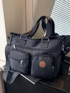 Simple classic multi-compartment pocket casual shoulder practical tote bag, Casual commuter bag, large-capacity double front pocket design can be shoulder crossbody bag, suitable for daily commuting, shopping, etc. Casual Messenger Bags
