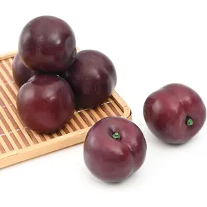 6Pcs Purple Lifelike Realistic Simulation Fake Black Plum Artificial Fruit for Home Kitchen Cabinet Decoration Food Photography Props