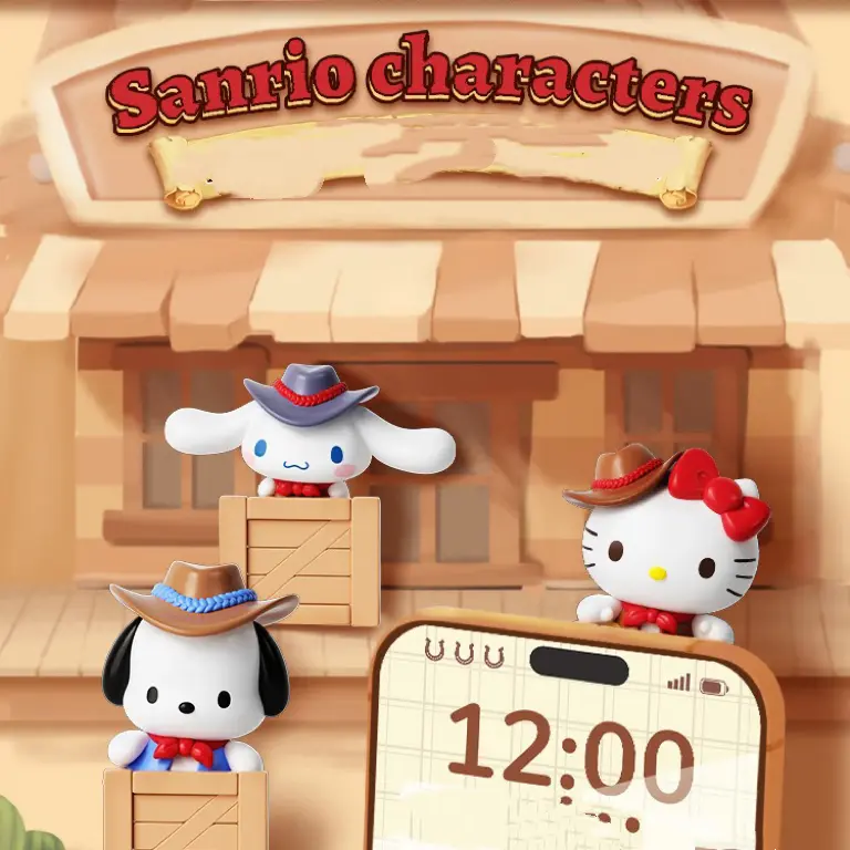 Sanrio Western Cowboy Squad Plush Beans Phone Charm Cute Phone Sticker Accessory