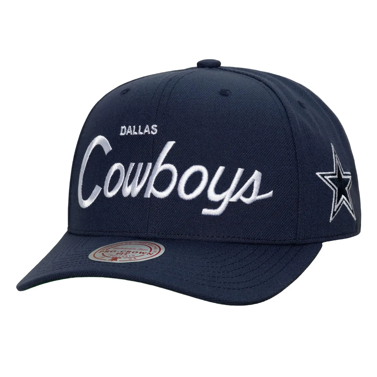 Dallas Cowboys Navy Head Coach Pro Crown Snapback Hat NFL Throwback Cap Adjustable Fan Gear Mitchell & Ness