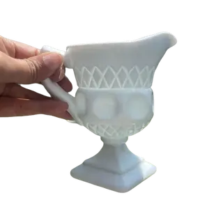 Vintage white milk glass cups, plates, butter dish, glass, vase, candle holder, creamer, candy dish and more