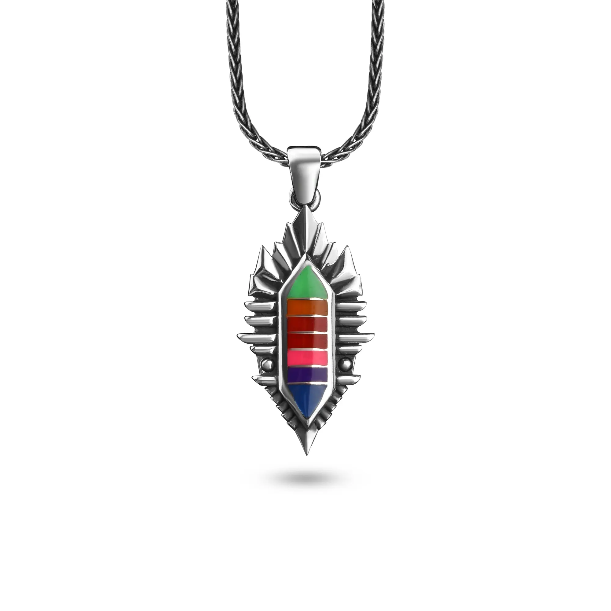 Sterling Silver Pride Feather Enamel Pendant with Rainbow Flag for LGBTQ Support, Symbolic Freedom Necklace, Vibrant Equality Queer Charm