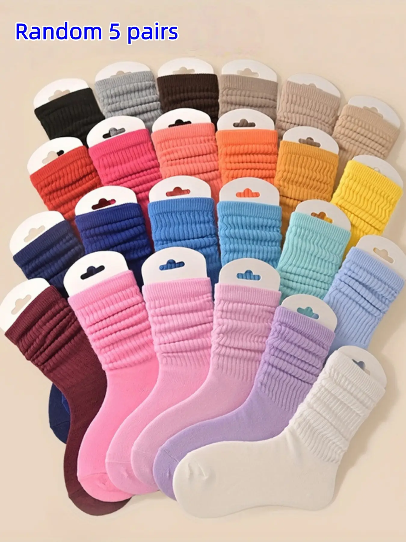Unisex Sweet Fashion Style Mid-Calf Socks, 5/10 Pairs Random Colors, All-Season Comfortable Fit Stacked Socks for Men and Women