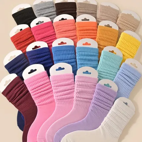 Unisex Sweet Fashion Style Mid-Calf Socks, 5/10 Pairs Random Colors, All-Season Soft Comfortable Fit Stacked Socks for Men and Women