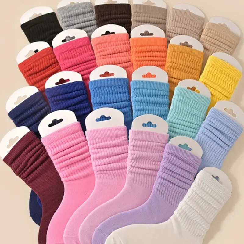 Unisex Sweet Fashion Style Mid-Calf Socks, 5/10 Pairs Random Colors, All-Season Soft Comfortable Fit Stacked Socks for Men and Women