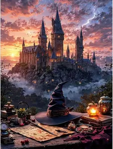 Castle Stamped Cross Stitch Kits for Adults - Embroidery Kits for Beginners Adults,11 CT Patterns Dimensions Counted Cross Stitch Kits for Adults Arts Craft 12x16 inch