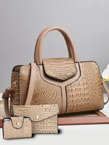 Elegant temperament women's Boston handbag, 2026 new women's handbag, Textured handbag, women's shoulder bag combination set 3-piece set, Fashionable Bag Set, perfect accessory for daily commuting, Top Handle Handbag