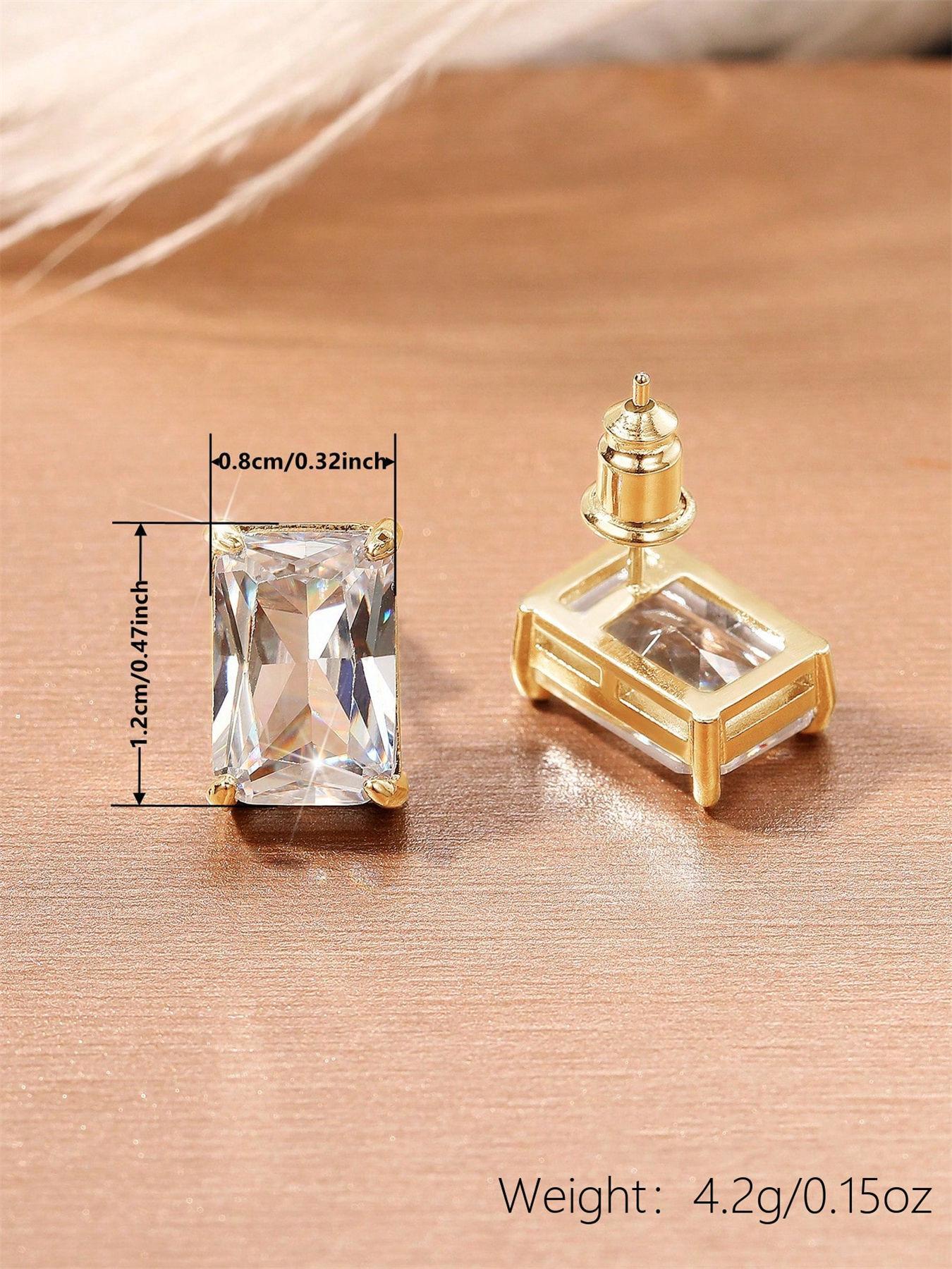 1 Pair Romantic Cubic Zirconia Stud Earrings For Women High Quality Earrings For Party Engagement Anniversary Jewelry Valentine's Day Gift