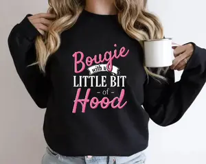Bougie With A Little Bit Of Hood Women's Sweatshirt Casual Print Long Sleeve Round Neck Pullover for Daily Wear, Fashion Unisex Sweatshirts