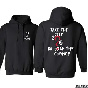 Take the Risk or Lose the Chance Hoodie - Bold and Motivational Design Featuring Dice and a Risky Choice Message, Unisex Hoodie for Adventurers and Dream Chasers, Menswear Tops Sweatshirts Pullover