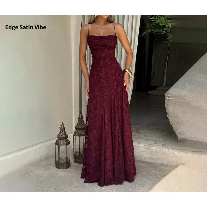 New women's elegant evening dress with lace, sexy backless strap dress