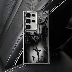 Jesus Cross Faith Pattern Aesthetic Soft Phone Cases For SAMSUNG GALAXY S25 S24 S23 S22 A14 A15 A16 A25 A26 A34 A36 A53 A54 A55 A56 FE PLUS ULTRA EDGE 5G Clear Silicone TPU Electroplating Lens Frame Shockproof Phone Cases Cover L1582