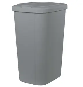 13.3 Gallon Trash Can, Plastic Touch Top Kitchen Trash Can, Grey