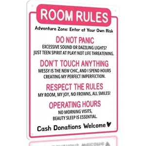 Funny Room Rules Plaque Sign - Preppy Chic Pink Decoration Items, Whimsical Home Decor, Quirky Empowering Statements, Girly Teen Desk Wall Sign, Ideal Birthday Holiday Gift