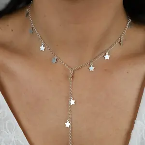 Star Drop Chain Necklace – 925 Sterling Silver