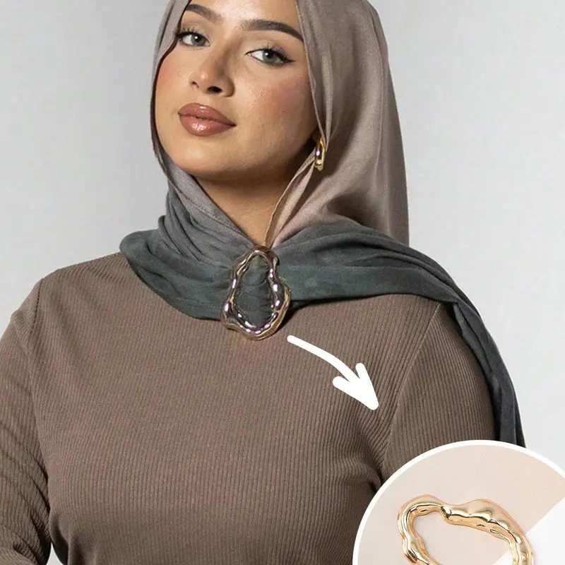Women's Asymmetrical Metal Hijab Scarf Clip Holder, Custom Design Large Brooch Pin, Hijab Pins, Perfect Accessory for Stylish