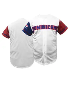 Men's Dominicana Baseball Lightweight Jersey, Classic Vintage Embroidery Design, Breathable Short Sleeve Cardigan, Outdoor Sports Wear, Classic Throwback Jersey