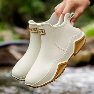 Waterproof Rain Boots for Women & Men - Non-Slip, Rubber, Fishing, Motorcycle Shoes with Excellent Grip - Trendy Outdoor Kitchen Shoes for Rainy Days