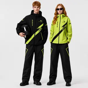 Unisex Sporty Sport Rainwear, Waterproof Breathable Hooded Jacket & Pants, Lightweight Green Gear for Motorcycle, E-Bike, Electric Scooter & Dirt Bike, Outdoor Camping Riding Essentials