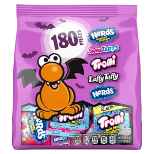 Halloween TrickorTreat Variety Bag, Nerds Gummy Clusters, Sweetarts, Trolli, Laffy Taffy, and Nerds Original, 180 Pieces, 59.76 Ounces