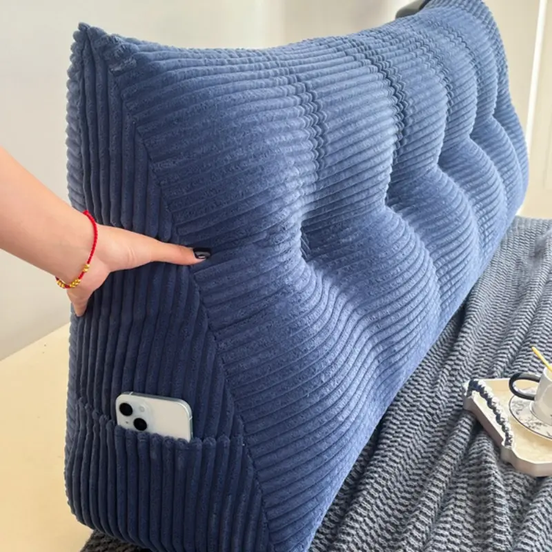 Luxury Rabbit Fur Triangle Backrest Cushion, Soft Comfortable, Fashion Home Decor, Back Support and Waist Support, Supportive Backrest, Detachable Side Pockets