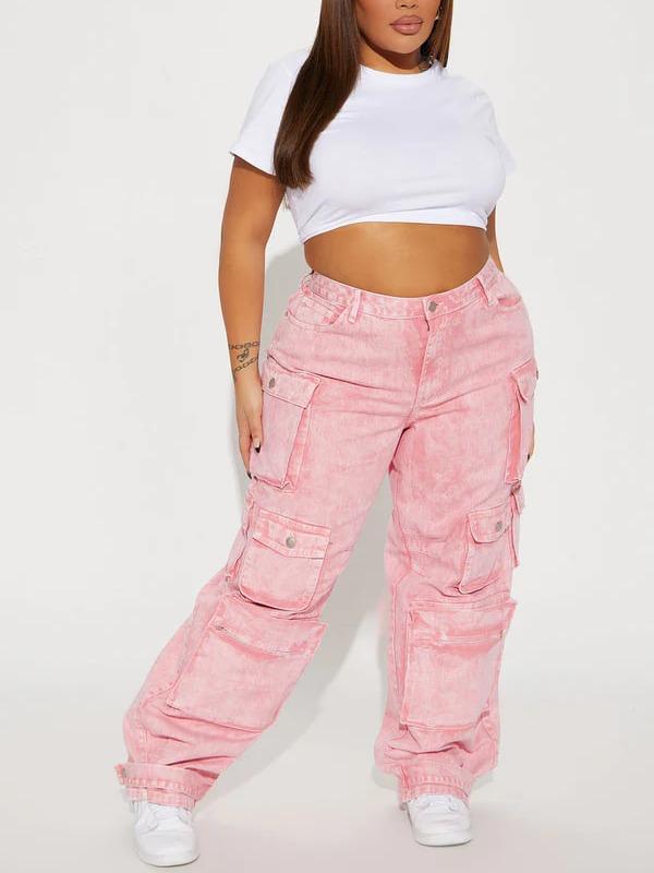 Billie Low Slung Cargo Jeans - Pink